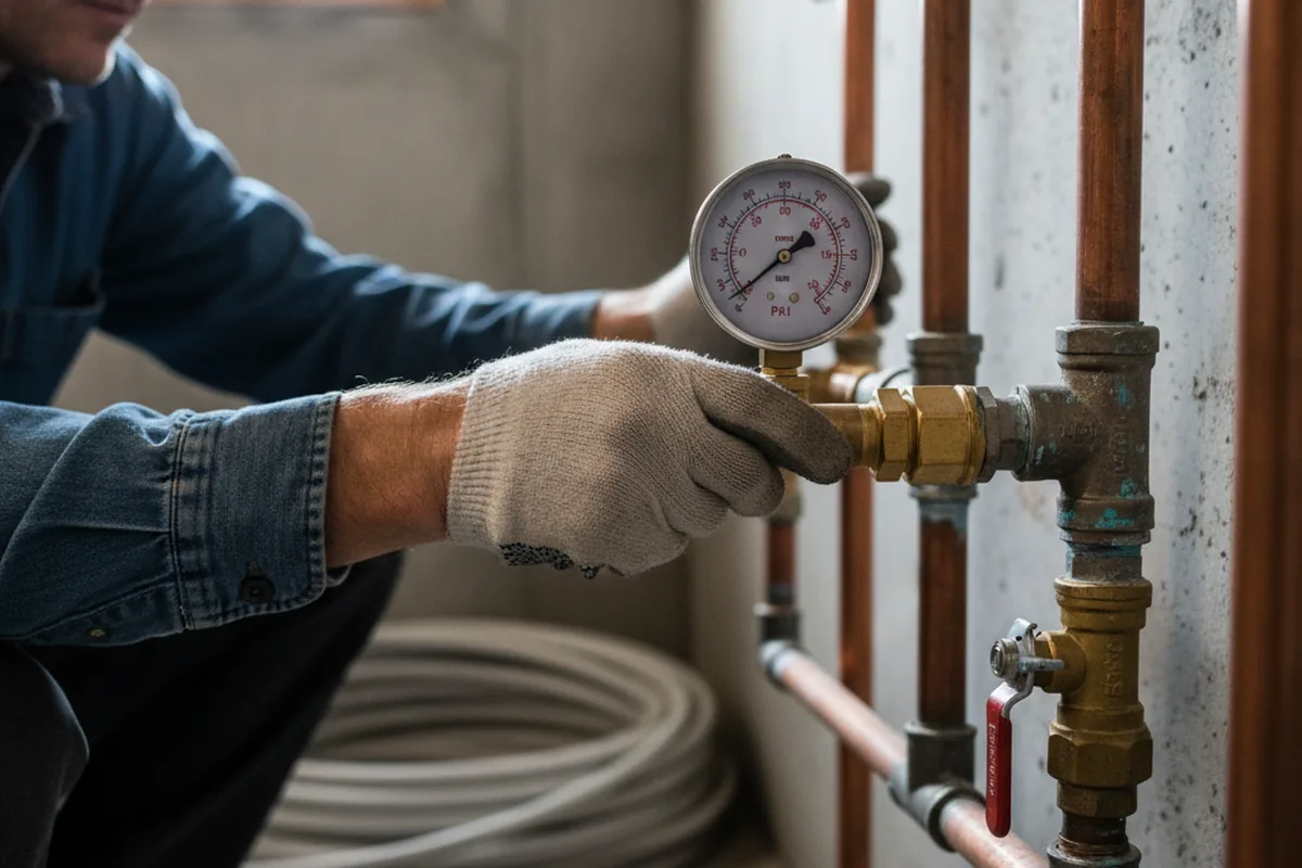 Pressure testing a repaired line during Water Line Repair in Lucas
